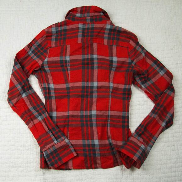 Nollie Skater Hipster The Slim Fit Red Plaid Button Down 2 Front Flap Pocket S - Picture 7 of 8